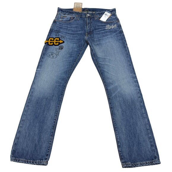 Polo Ralph Lauren Other - Polo Ralph Lauren Varick Slim Straight Blue Jean Men's Patched, Size 30 x 30 NWT